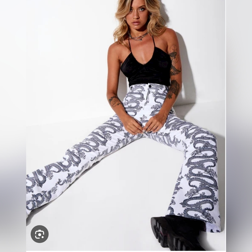 MOTEL high waist jeans with dragons Small